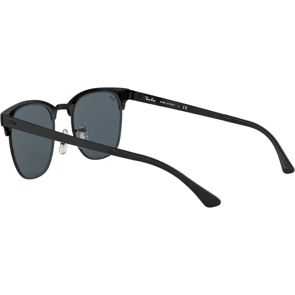 RayBan RB3716 Clubmaster Metal Square SunglassesMatte Black on BlackBlue