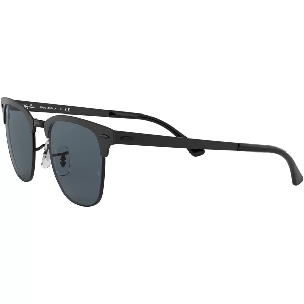 RayBan RB3716 Clubmaster Metal Square SunglassesMatte Black on BlackBlue