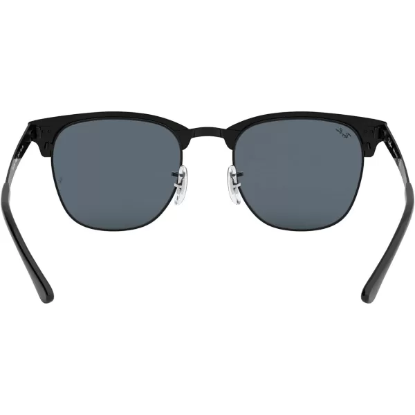 RayBan RB3716 Clubmaster Metal Square SunglassesMatte Black on BlackBlue