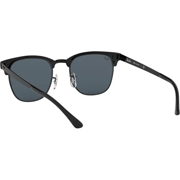 RayBan RB3716 Clubmaster Metal Square SunglassesMatte Black on BlackBlue