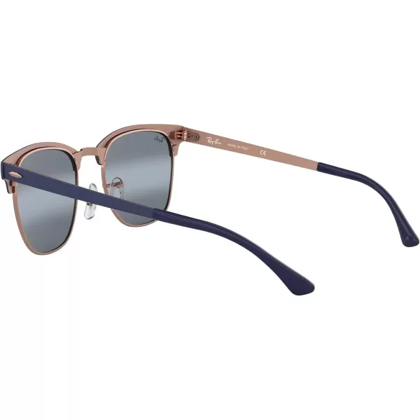 RayBan RB3716 Clubmaster Metal Square SunglassesMatte Dark Blue on CopperBlue Bimirrored Grey