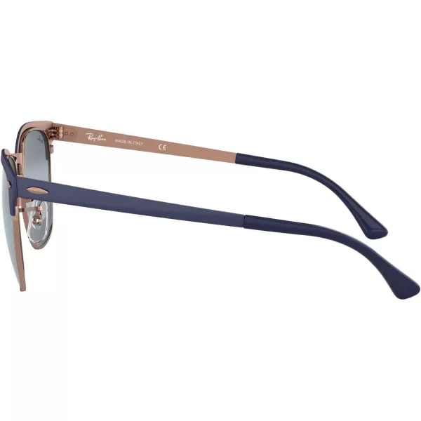 RayBan RB3716 Clubmaster Metal Square SunglassesMatte Dark Blue on CopperBlue Bimirrored Grey