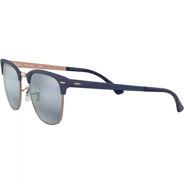 RayBan RB3716 Clubmaster Metal Square SunglassesMatte Dark Blue on CopperBlue Bimirrored Grey