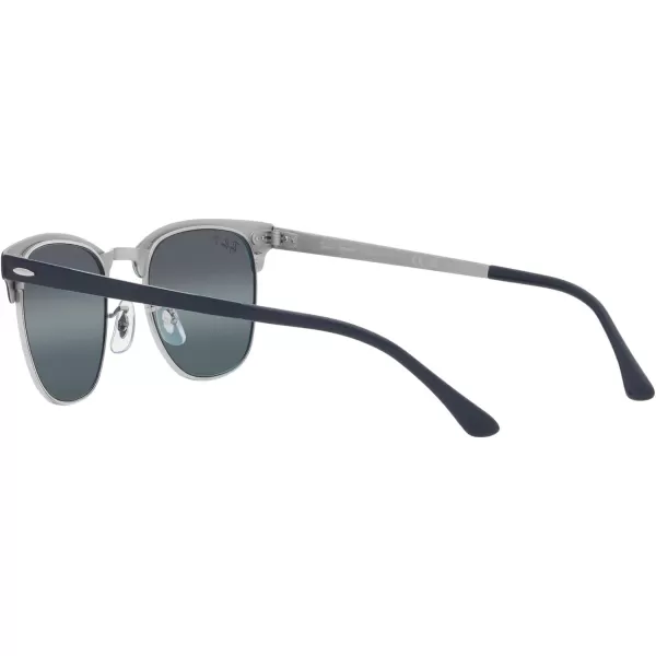 RayBan RB3716 Clubmaster Metal Square SunglassesSilver on BlueDark Blue Mirrored Polarized