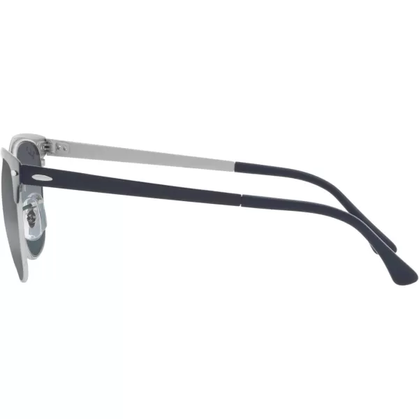 RayBan RB3716 Clubmaster Metal Square SunglassesSilver on BlueDark Blue Mirrored Polarized