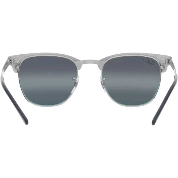 RayBan RB3716 Clubmaster Metal Square SunglassesSilver on BlueDark Blue Mirrored Polarized