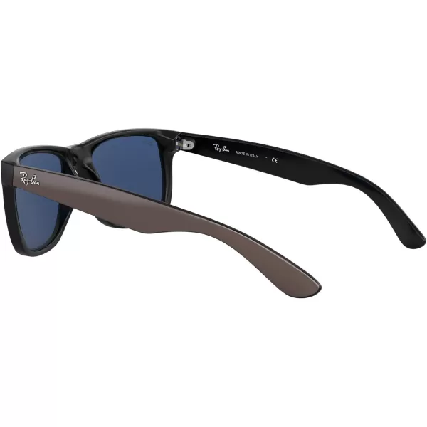 RayBan RB4165 Justin Rectangular SunglassesBrown Metallic on BlackDark Blue