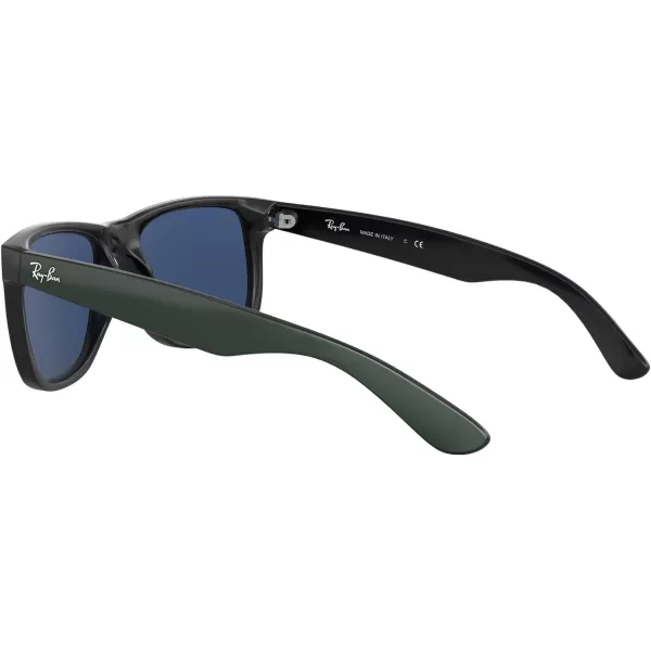 RayBan RB4165 Justin Rectangular SunglassesGreen Metallic on BlackDark Blue