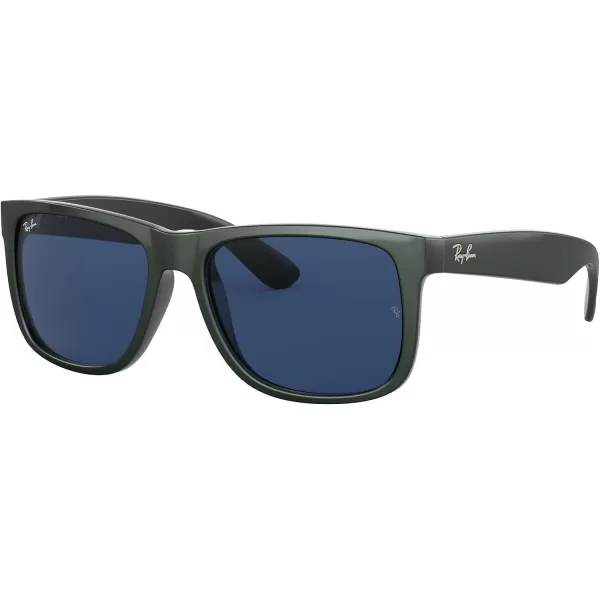 RayBan RB4165 Justin Rectangular SunglassesGreen Metallic on BlackDark Blue