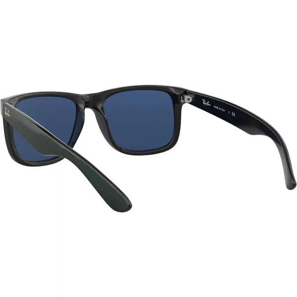 RayBan RB4165 Justin Rectangular SunglassesGreen Metallic on BlackDark Blue