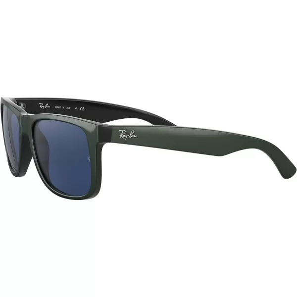 RayBan RB4165 Justin Rectangular SunglassesGreen Metallic on BlackDark Blue