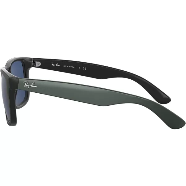 RayBan RB4165 Justin Rectangular SunglassesGreen Metallic on BlackDark Blue