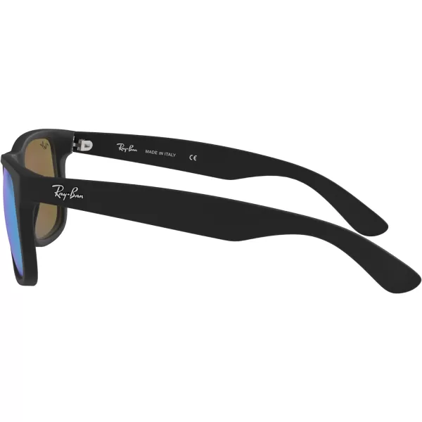 RayBan RB4165 Justin Rectangular SunglassesRubber BlackBlue Flash