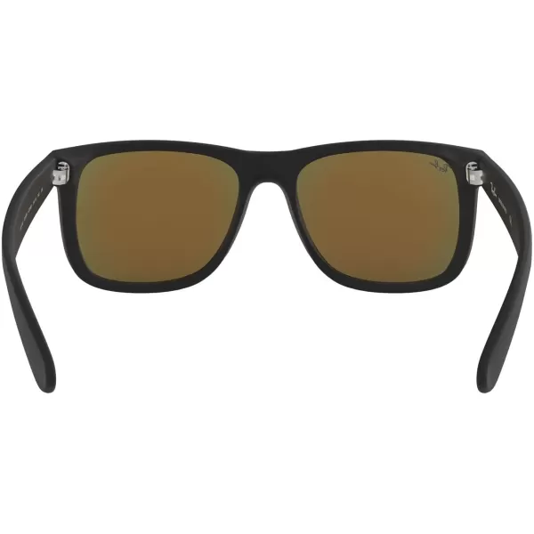 RayBan RB4165 Justin Rectangular SunglassesRubber BlackBrown Mirrored Orange