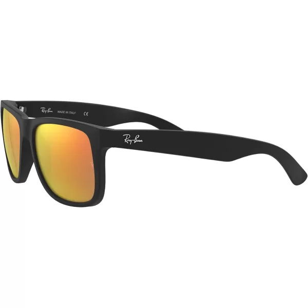 RayBan RB4165 Justin Rectangular SunglassesRubber BlackBrown Mirrored Orange