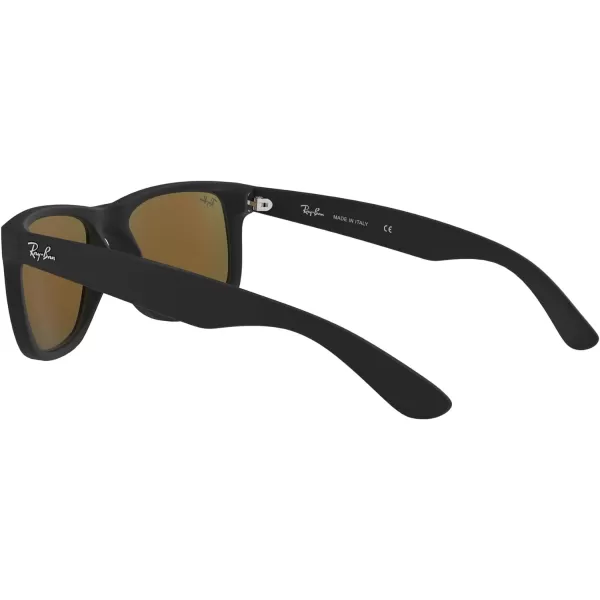 RayBan RB4165 Justin Rectangular SunglassesRubber BlackBrown Mirrored Orange