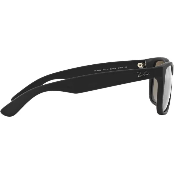 RayBan RB4165 Justin Rectangular SunglassesRubber BlackLight Brown Mirrored Dark Gold