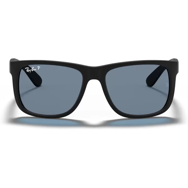 RayBan RB4165 Justin Rectangular SunglassesRubber BlackPolarized Dark Blue