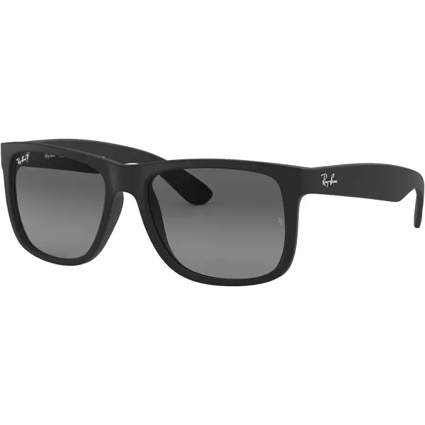 RayBan RB4165 Justin Rectangular SunglassesRubber BlackPolarized Light Grey Gradient Grey