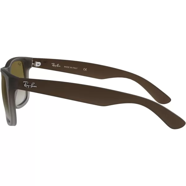 RayBan RB4165 Justin Rectangular SunglassesRubber Brown on GreyLight Grey Gradient Green