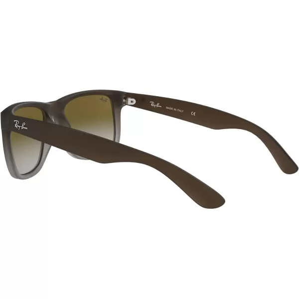 RayBan RB4165 Justin Rectangular SunglassesRubber Brown on GreyLight Grey Gradient Green