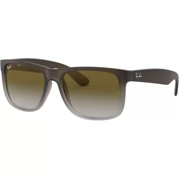 RayBan RB4165 Justin Rectangular SunglassesRubber Brown on GreyLight Grey Gradient Green