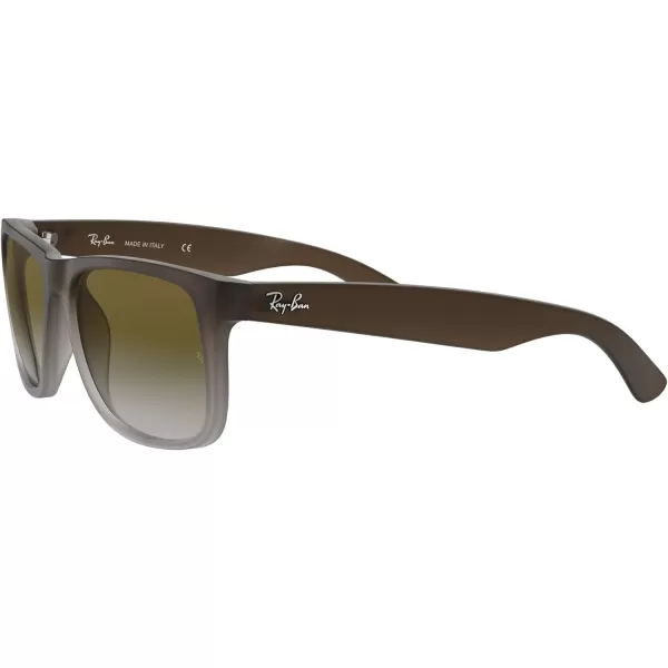 RayBan RB4165 Justin Rectangular SunglassesRubber Brown on GreyLight Grey Gradient Green