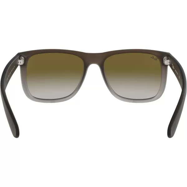 RayBan RB4165 Justin Rectangular SunglassesRubber Brown on GreyLight Grey Gradient Green