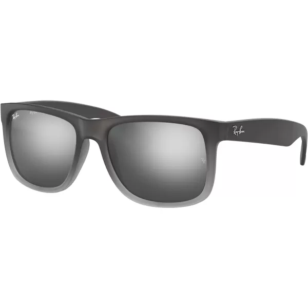 RayBan RB4165 Justin Rectangular SunglassesRubber Grey on Clear GreyGrey Mirrored Silver Gradient