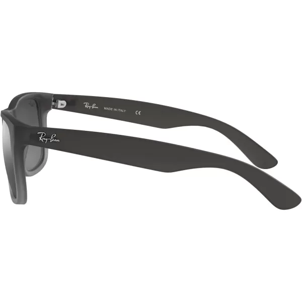 RayBan RB4165 Justin Rectangular SunglassesRubber Grey on Clear GreyGrey Mirrored Silver Gradient