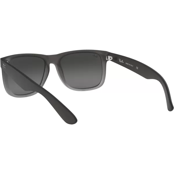 RayBan RB4165 Justin Rectangular SunglassesRubber Grey on Clear GreyGrey Mirrored Silver Gradient