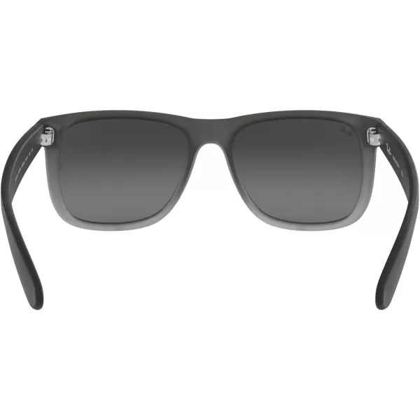 RayBan RB4165 Justin Rectangular SunglassesRubber Grey on Clear GreyGrey Mirrored Silver Gradient