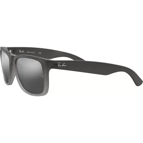 RayBan RB4165 Justin Rectangular SunglassesRubber Grey on Clear GreyGrey Mirrored Silver Gradient