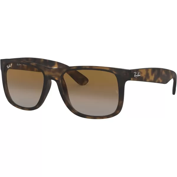 RayBan RB4165 Justin Rectangular SunglassesRubber HavanaPolarized Grey Gradient Brown