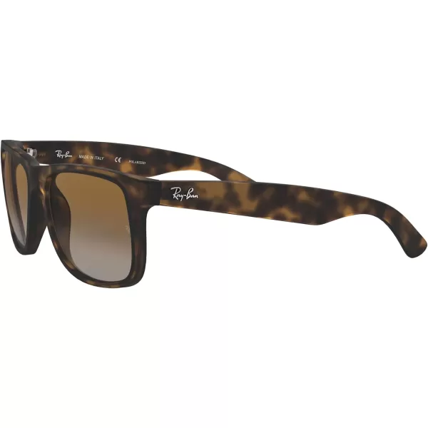 RayBan RB4165 Justin Rectangular SunglassesRubber HavanaPolarized Grey Gradient Brown