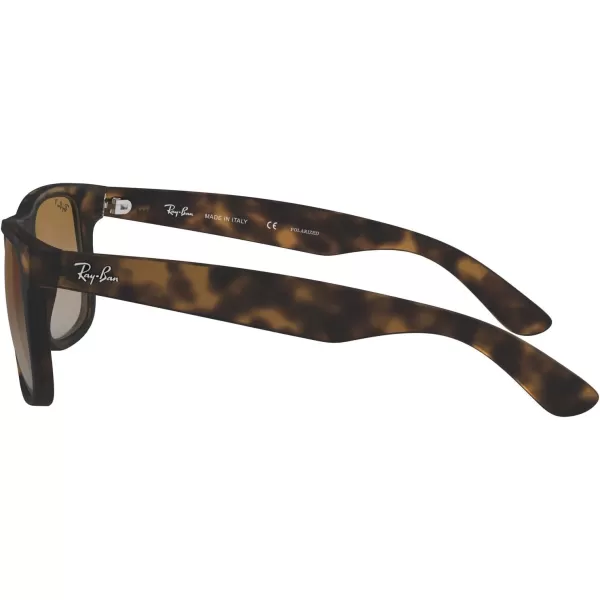 RayBan RB4165 Justin Rectangular SunglassesRubber HavanaPolarized Grey Gradient Brown