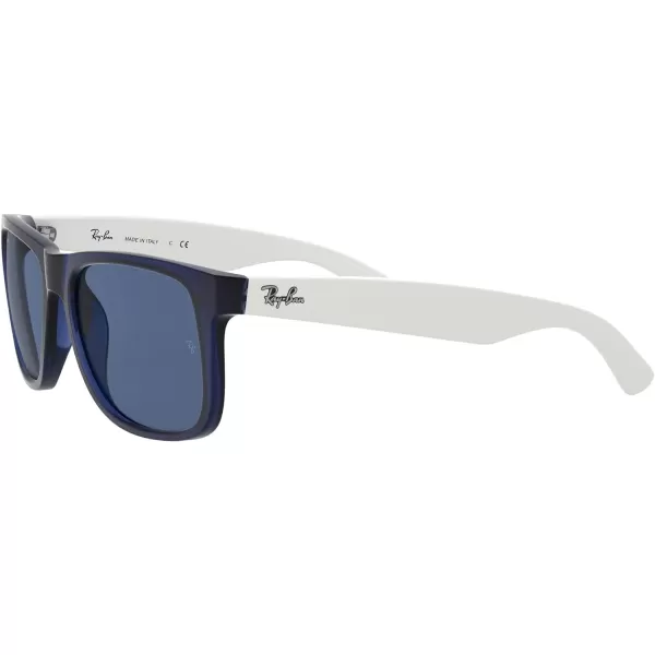 RayBan RB4165 Justin Rectangular SunglassesRubber Transparent BlueDark Blue