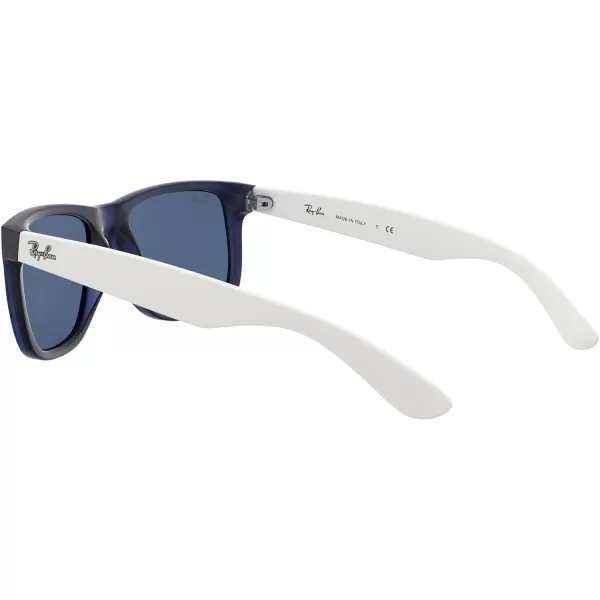 RayBan RB4165 Justin Rectangular SunglassesRubber Transparent BlueDark Blue