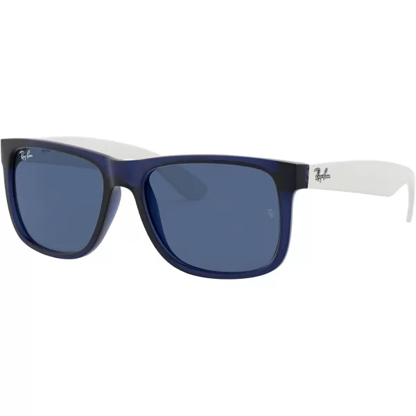 RayBan RB4165 Justin Rectangular SunglassesRubber Transparent BlueDark Blue