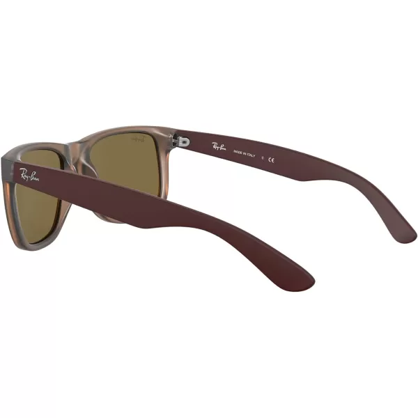 RayBan RB4165 Justin Rectangular SunglassesRubber Transparent LightDark Brown