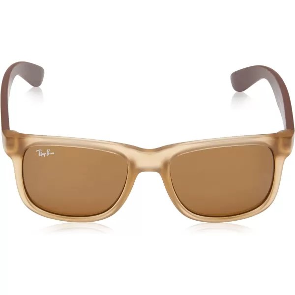 RayBan RB4165 Justin Rectangular SunglassesRubber Transparent LightDark Brown