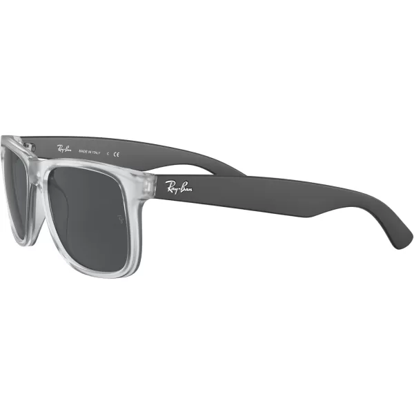 RayBan RB4165 Justin Rectangular SunglassesRubber TransparentDark Grey