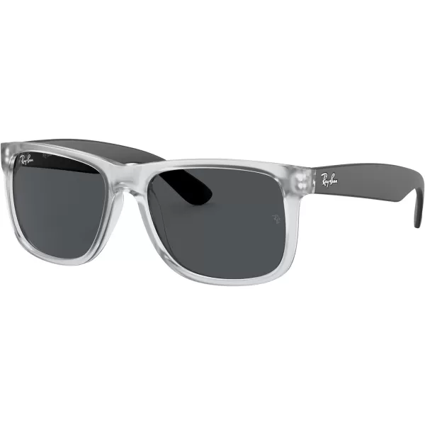 RayBan RB4165 Justin Rectangular SunglassesRubber TransparentDark Grey