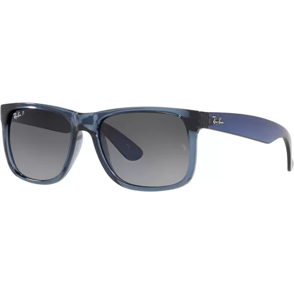 RayBan RB4165 Justin Rectangular SunglassesTransparent BlueGrey Gradient Polarized