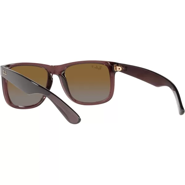 RayBan RB4165 Justin Rectangular SunglassesTransparent Dark BrownGradient Brown Polarized