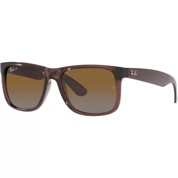 RayBan RB4165 Justin Rectangular SunglassesTransparent Dark BrownGradient Brown Polarized