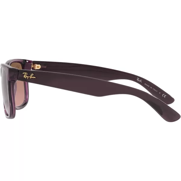 RayBan RB4165 Justin Rectangular SunglassesTransparent VioletPink Gradient Brown