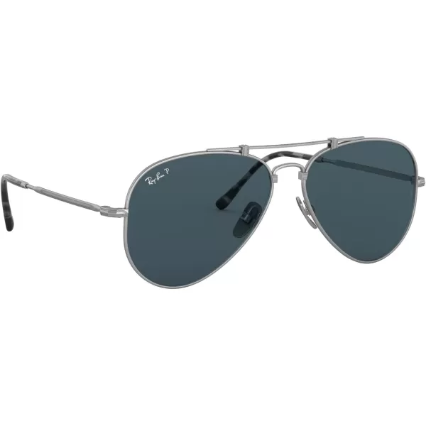 RayBan RB8125m Titanium Aviator SunglassesDemi Gloss SilverPolarized Blue Mirrored Gold