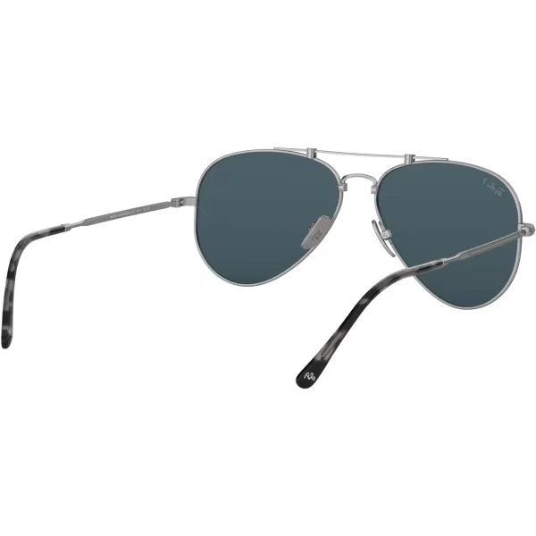RayBan RB8125m Titanium Aviator SunglassesDemi Gloss SilverPolarized Blue Mirrored Gold