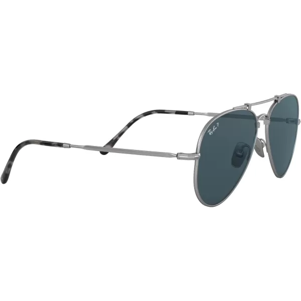 RayBan RB8125m Titanium Aviator SunglassesDemi Gloss SilverPolarized Blue Mirrored Gold
